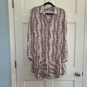 Free People Cream Mini Dress with Pink Floral Stripe Print
